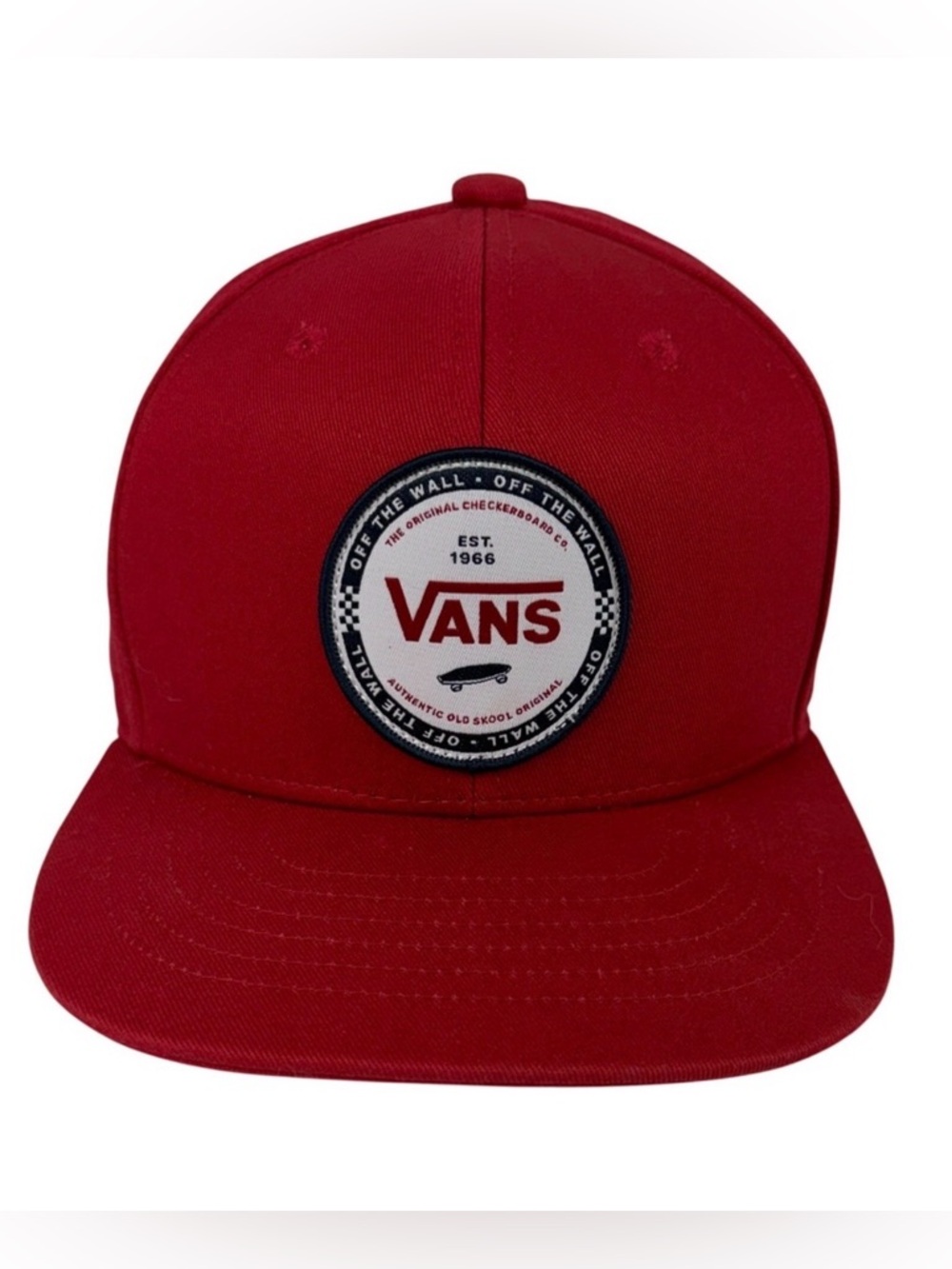 Vans Mens Off The Wall Snapback Hat Red Flat Bill Adjustable Cap VN0A5KPH14A